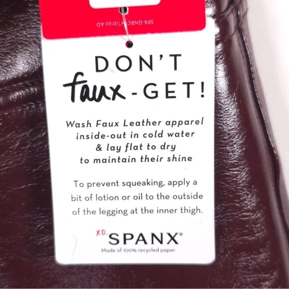 NWT SPANX Women’s Faux Patent Leather Liquid Gloss LEGGINGS 20301R Ruby MEDIUM - Picture 13 of 16